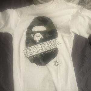 White And Camo Bape Shirt